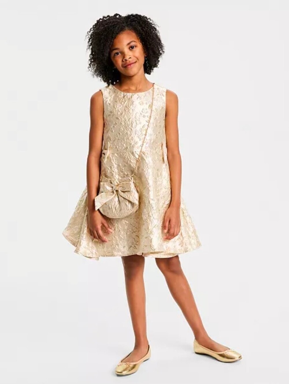 Rare EditionsGirls' 12 Sleeveless Brocade Dress and Side Bag, 2-Piece Set